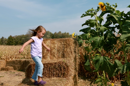 Girl on Hay bales